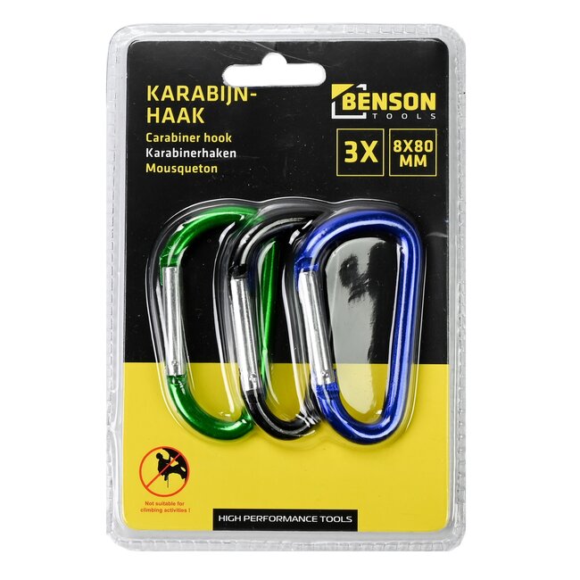 Benson Musketon haak - 8 x 80 mm - aluminium - set van 3