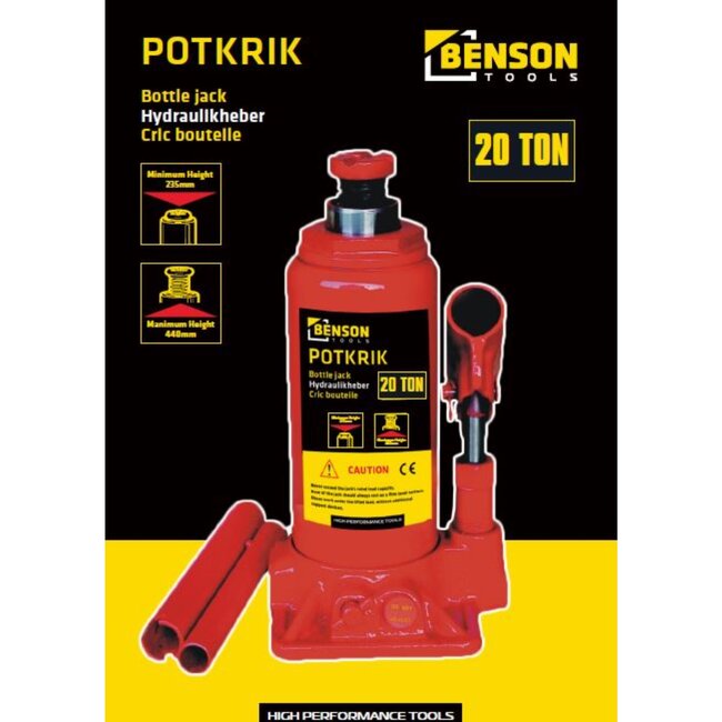 Benson Hydraulische potkrik - 20 ton - compact ontwerp - rood