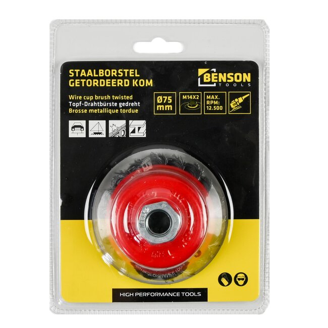 Benson Staalborstel voor haakse slijper - grof - M14 aansluiting - 75 mm diameter