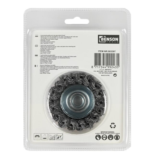 Benson Staalborstel voor haakse slijper - grof - M14 aansluiting - 75 mm diameter