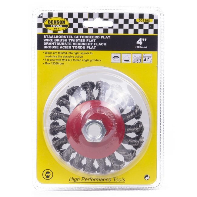 Benson Kegelborstel - Getordeerd Staal - 100 mm - M14 Aansluiting - Zware Reiniging