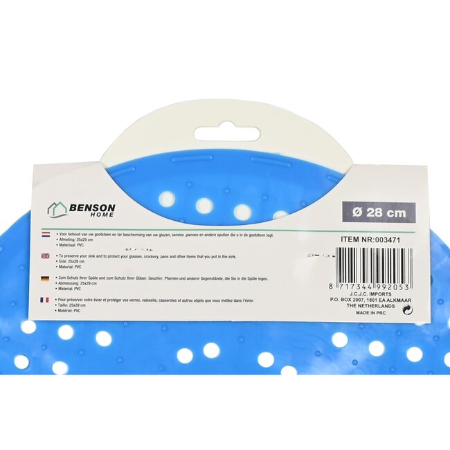 Benson Ronde PVC gootsteenmat - assorti kleuren - 29 cm - per stuk