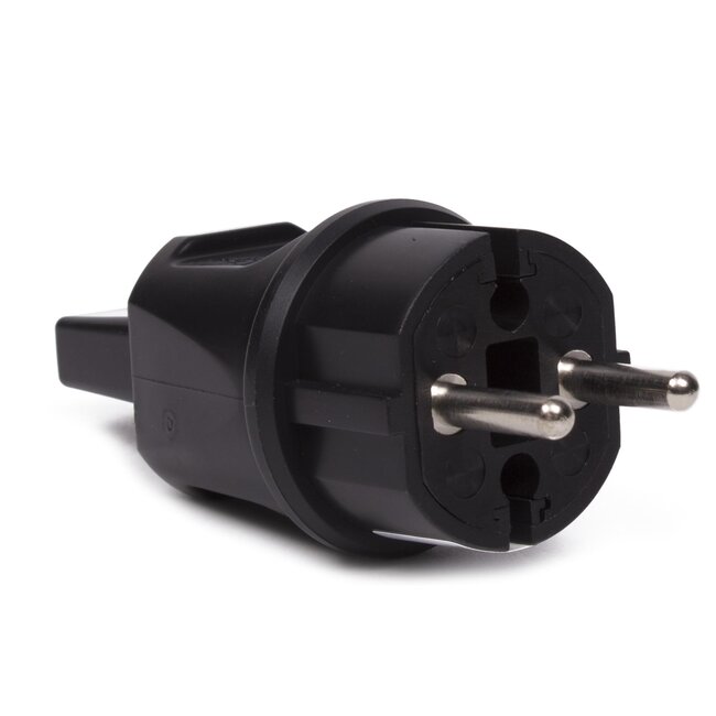 Benson Rubberen stekker met randaarde - waterdicht - voor platte prikkabel - zwart