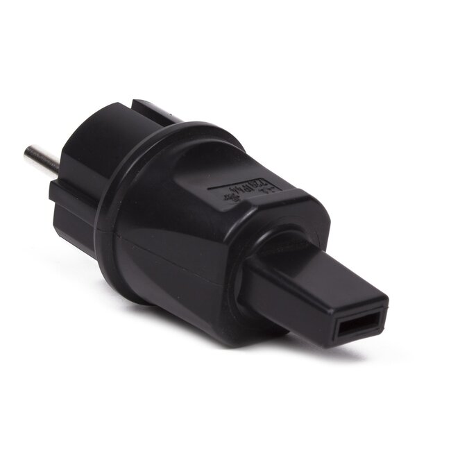 Benson Rubberen stekker met randaarde - waterdicht - voor platte prikkabel - zwart