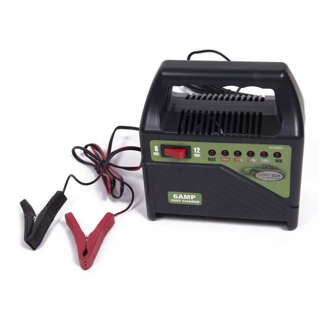 Hofftech Acculader - 6V & 12V - 2, 4 & 6 Ampère - Veilig & Snel Opladen - CE Goedgekeurd