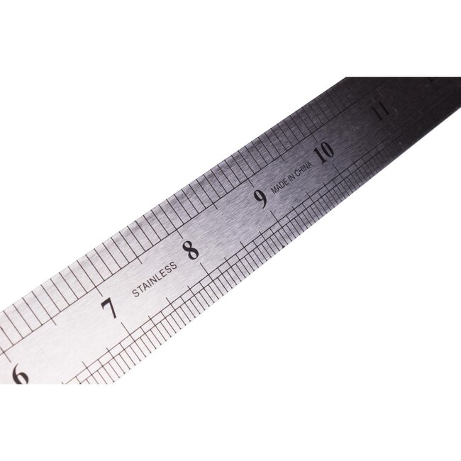 Benson Roestvrijstalen liniaal - 30 cm - Licht buigzaam - Met omrekentabel