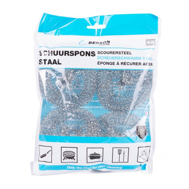 Benson Grote stalen schuurspons - set van 4 - krachtig en duurzaam