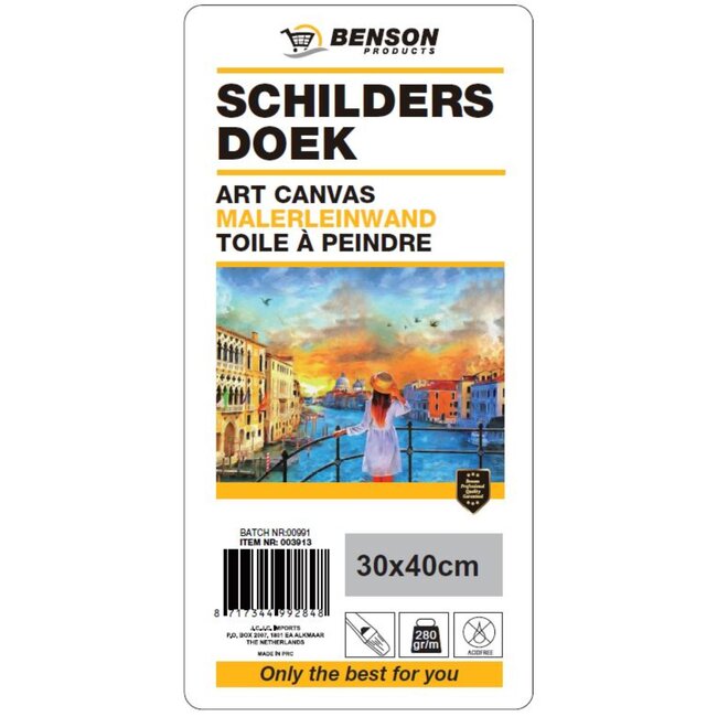 Benson Schildersdoek - Katoen - Dubbel Gesso - 30 x 40 cm - Houten Spieraam