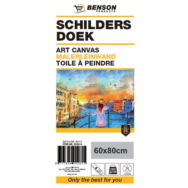 Benson Schilderdoek - Canvas - 60x80 cm - Wit - Ideaal voor Acrylverf