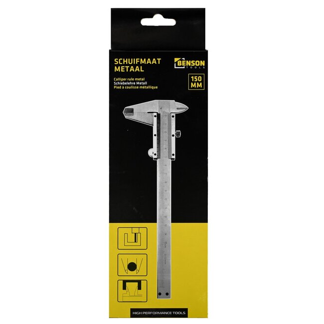 Benson Schuifmaat - Metaal - Nauwkeurig tot 0.01 mm - Inclusief Opbergbox - 150 mm