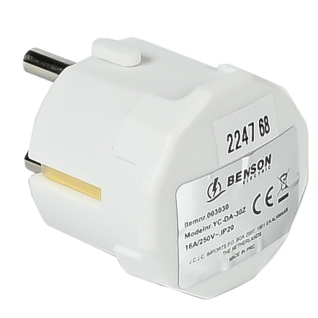 Benson Haakse stekker met randaarde - 3500 watt - wit