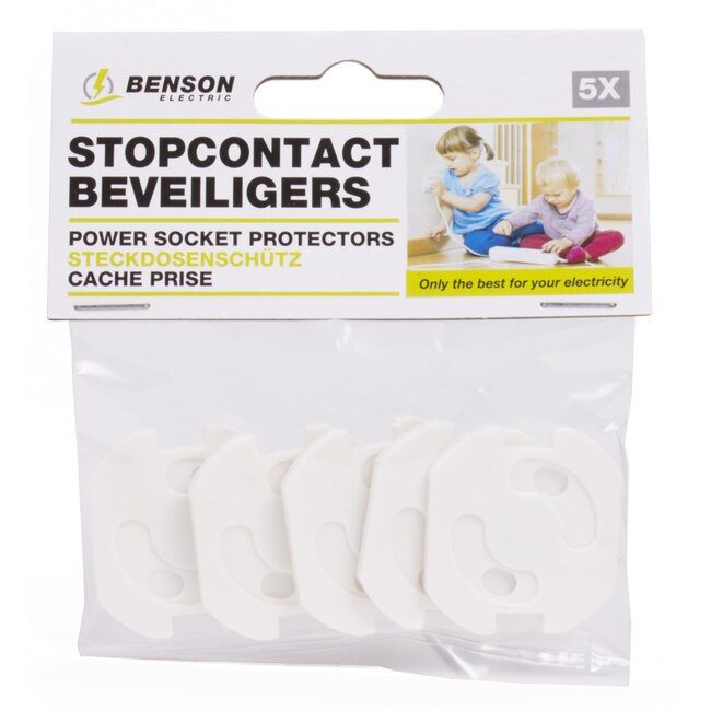 Benson Stopcontactbeveiligers - Kindveiligheid - Set van 5 - Blijvend bevestigd - Gemakkelijk in gebruik