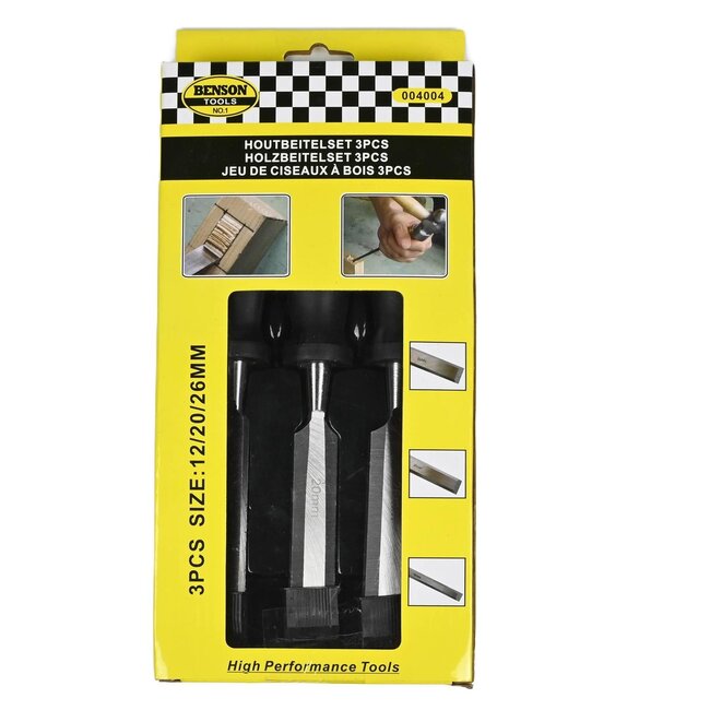 Benson Houtbeitelset - Ergonomische grip - 12, 20 & 26 mm - 3-delig