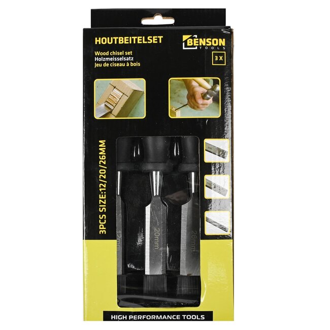 Benson Houtbeitelset - Ergonomische grip - 12, 20 & 26 mm - 3-delig