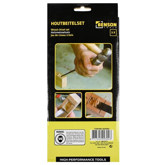 Benson Houtbeitelset - Ergonomische grip - 12, 20 & 26 mm - 3-delig