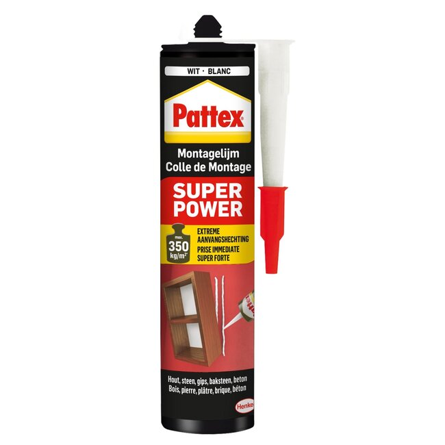 Pattex Krachtige montagekit - watergedragen - hoge eindsterkte - oplosmiddelvrij - 400 gram