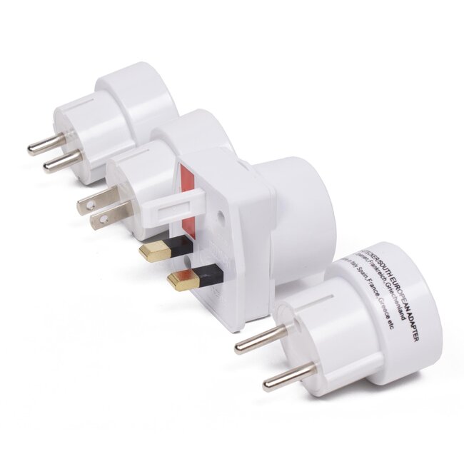 Benson Universele wereldstekker set - internationaal - 4 adapters - compact - 5 × 5 × 13.5 cm