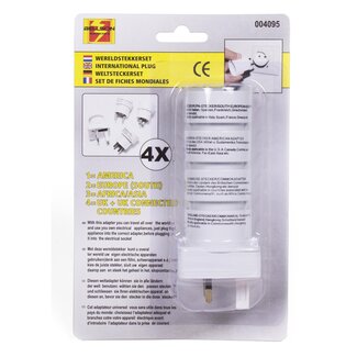 Benson Universele wereldstekker set - internationaal - 4 adapters - compact - 5 × 5 × 13.5 cm