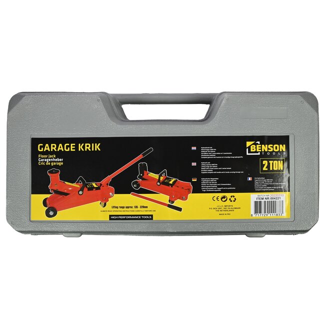 Benson Hydraulische autokrik - 2 ton - draaibare hefschotel - kunststof koffer