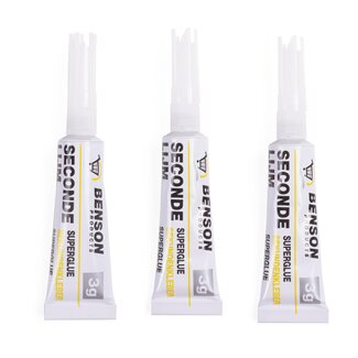 Benson Secondelijm - Sneldrogend - 3 gram per tube - 3 stuks - Transparant