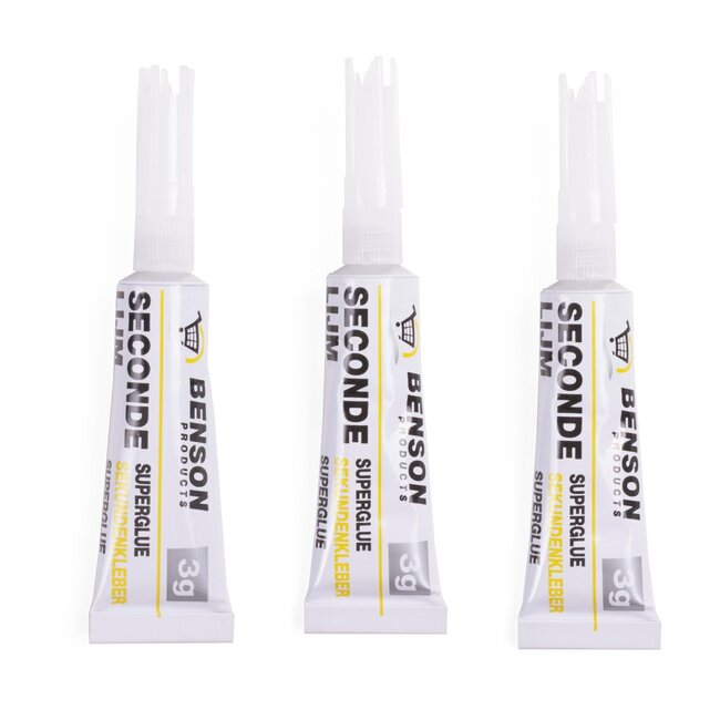Benson Secondelijm - Sneldrogend - 3 gram per tube - 3 stuks - Transparant