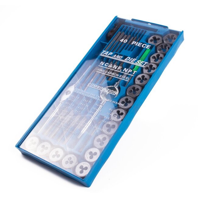 Benson Complete tap- en snijset - 40 delig - diverse maten - kunststof box met ophangoog