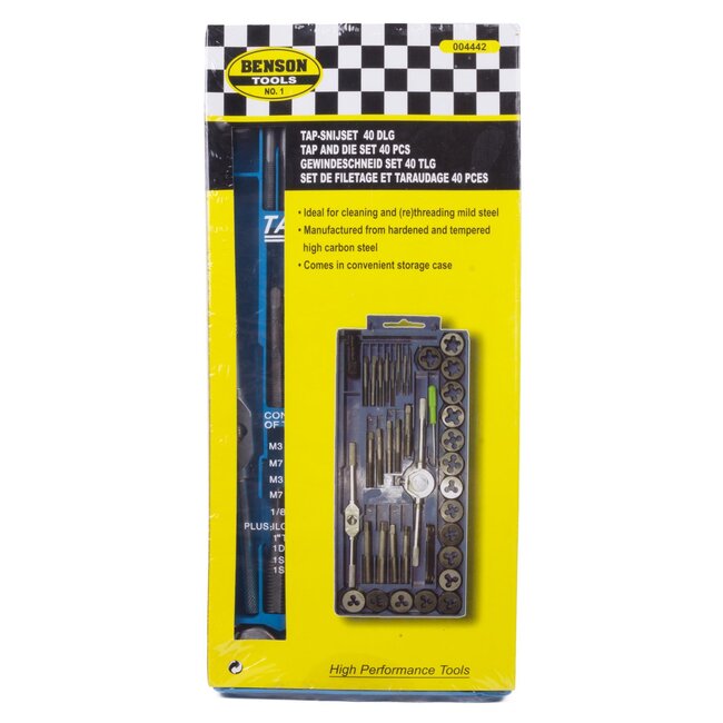 Benson Complete tap- en snijset - 40 delig - diverse maten - kunststof box met ophangoog