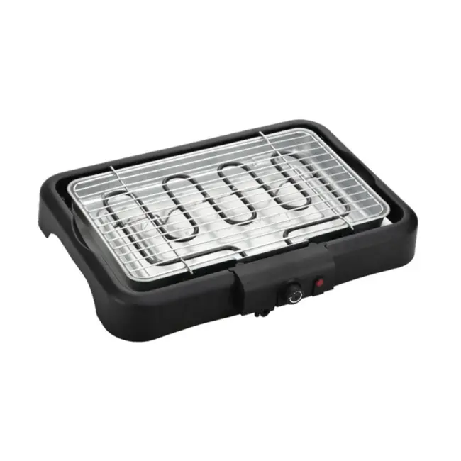 Benson Elektrische 2-in-1 BBQ - Binnen en buiten - Traploze thermostaat - Windscherm - 39x23 cm