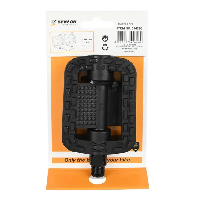 Benson Anti-slip fiets pedaalset - Met reflectoren - 14 mm schroefdraad - Duurzaam kunststof