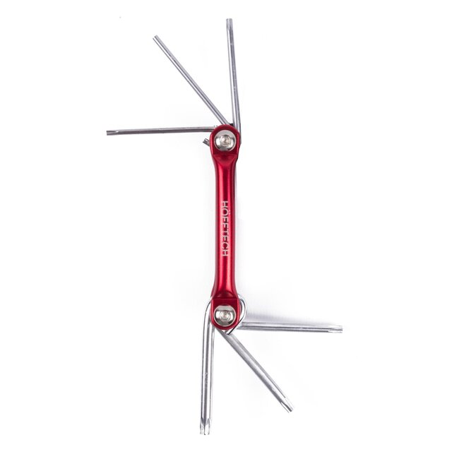 Benson Vouwbare torx set - verchroomd - 6-delig - met aluminium houder - rood