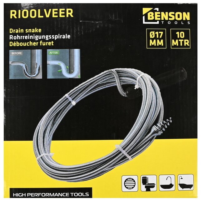 Benson Rioolveer - Handvat - 10 meter - Voor nauwkeurige rioolreiniging