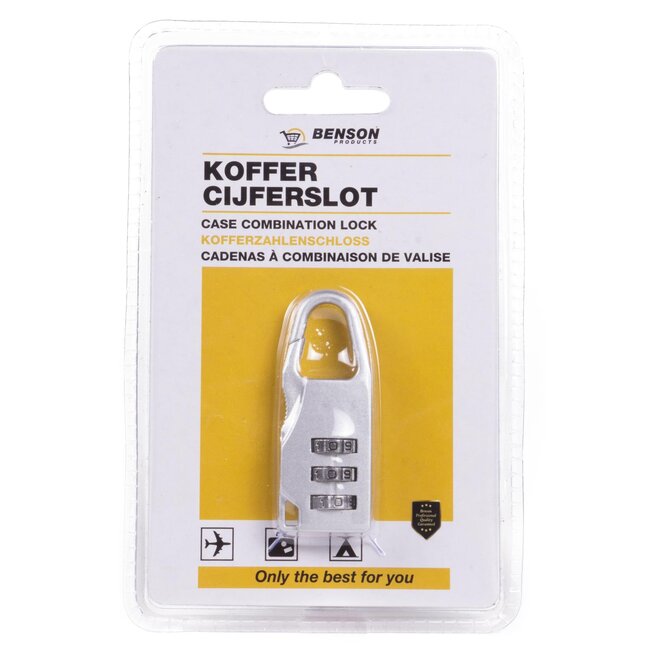 Benson Handig koffercijferslot - 3-cijferige code - 20 mm - Lichtgewicht aluminium