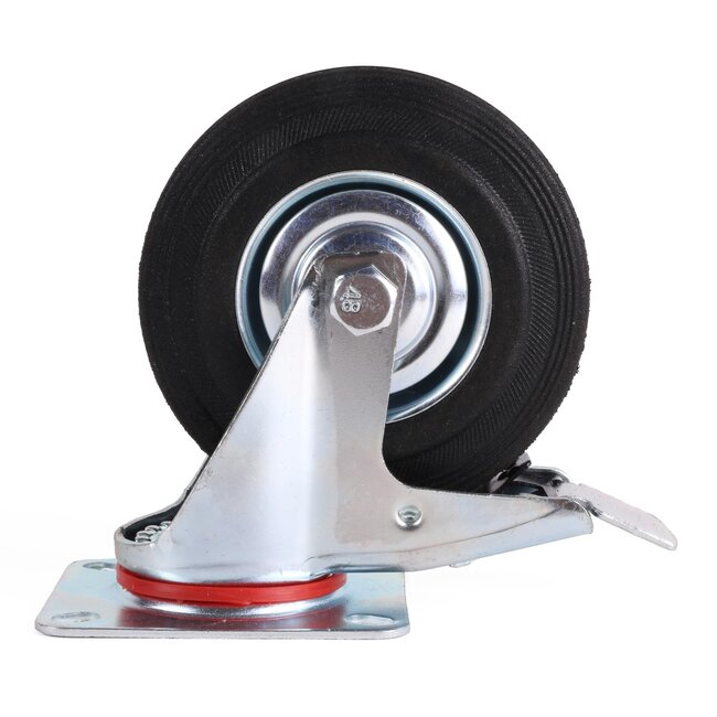 Benson Zwenkwiel met rem - Massief rubber - Ø 125 mm - Max. belasting 100 kg