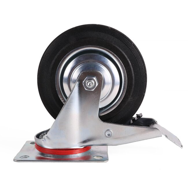 Benson Zwenkwiel met rem - Ø 160 mm - Draaglast 130 kg - Slijtvast rubber - Verzinkt staal