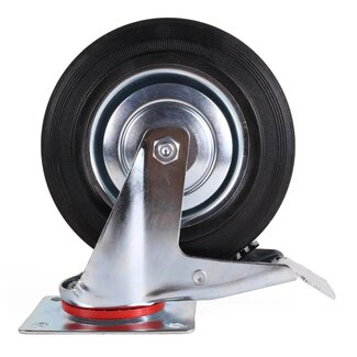 Benson Zwenkwiel met rem - Ø 200 mm - Massief rubber - Max. belasting 205 kg