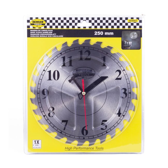 Benson Wandklok - Cirkelzaagblad - Metaal - Ø 250 mm - Uniek Design