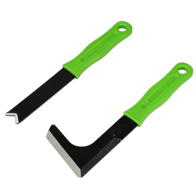 Benson 2-delige onkruidschraper set - haaks en recht - carbon staal - kunststof handvat