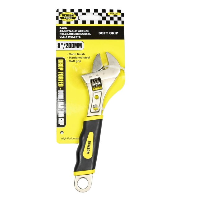 Benson Verstelbare sleutel - gehard staal - softgrip handvat - 20 cm - bekopening 25 mm