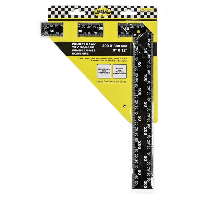 Benson Winkelhaak - Zwart - Witte cijfers - 200 x 300 mm - Nauwkeurige metingen