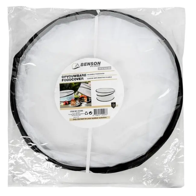 Benson Opvouwbare foodcover - rond - vliegenkap - voedselbescherming - ø 37 x 15,5 cm