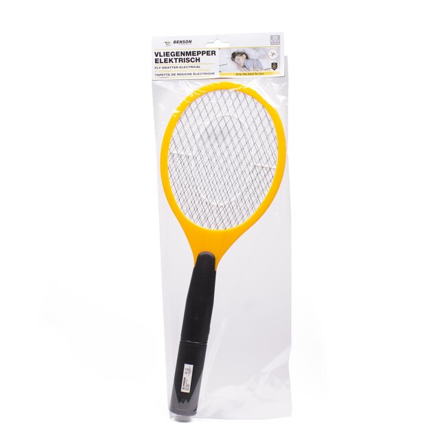Benson Elektrische vliegenmepper - tennisracketvorm - 47 x 17 cm - werkt op 2 AA batterijen