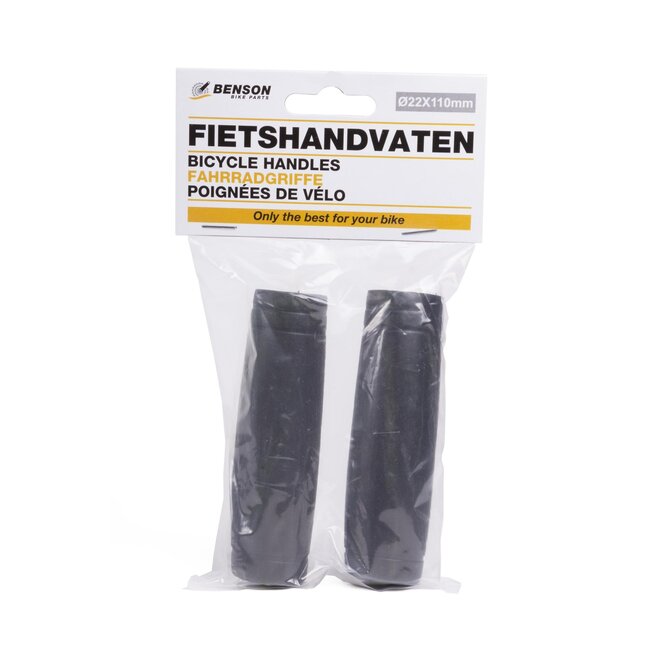 Benson Rubberen fiets handvatten - uitstekende grip - duurzaam - zwart - 110 mm