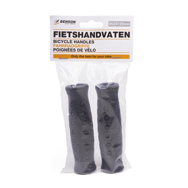 Benson Deluxe fietshandvatten - ergonomisch - rubber - zwart - Ø 22 x 125 mm