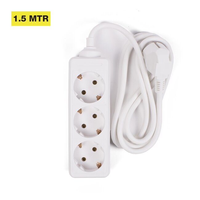 Benson Stekkerdoos - 3 aansluitpunten - 1.5 meter - geaard - wit