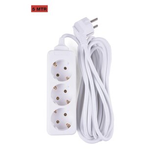 Benson Stekkerdoos - 3-voudig - 5 meter - geaard - wit - CE-gekeurd