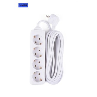 Benson Tafelcontactdoos - 4 voudig - Randaarde - 3 meter - Wit - 2500W