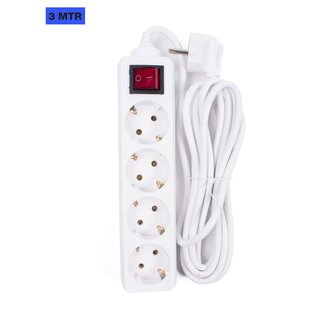 Benson Tafelcontactdoos - 4 voudig - randaarde - schakelaar - 3 meter - wit