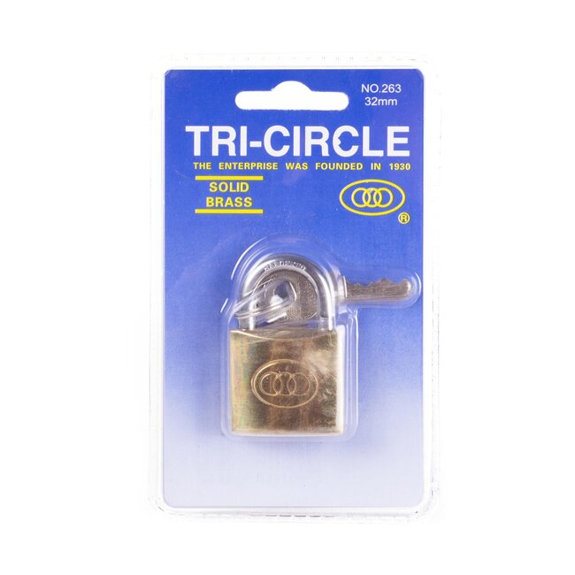 Tri-Circle Hangslot - Massief Koper - 32 mm - Inclusief 3 Sleutels - Weerbestendig