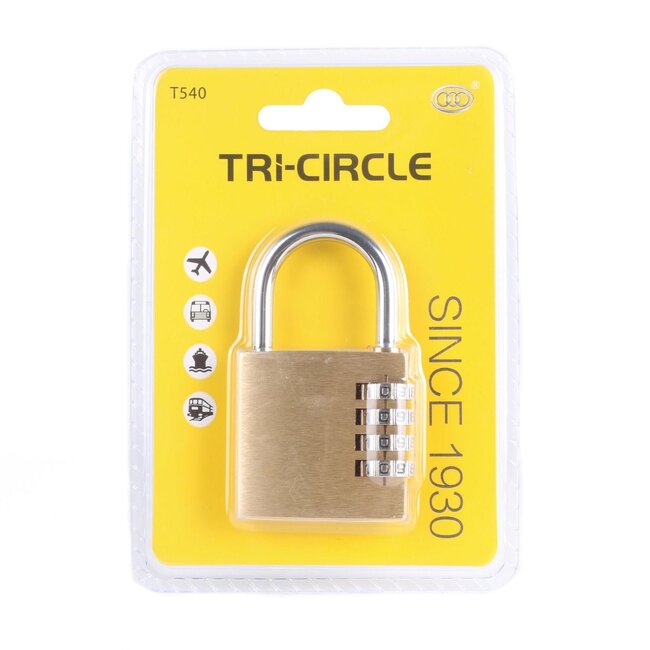 Tri-Circle Hangslot met cijfercode - Staal - 40 mm - 3-cijferige combinatie - Grote buttons
