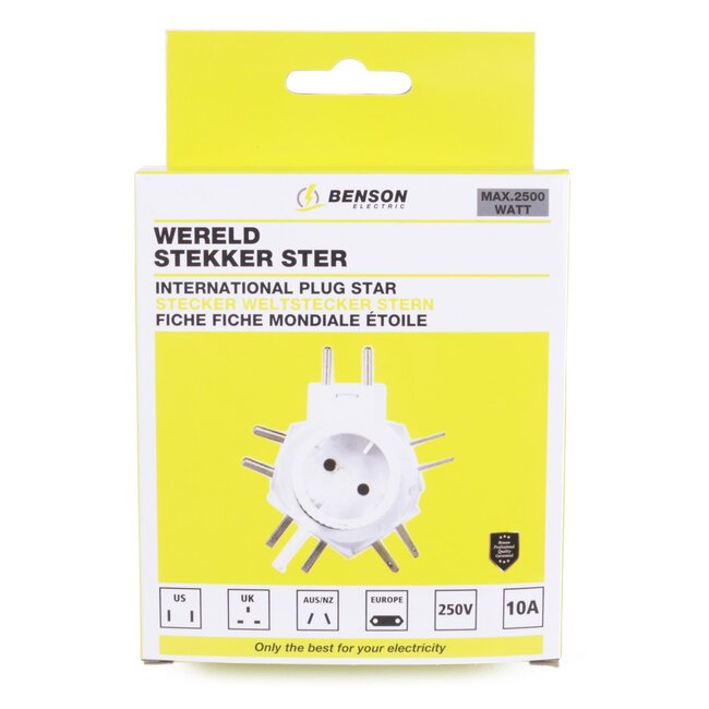 Benson Wereldstekker - Universeel - 5 instelbare typen - Veilig - Compact